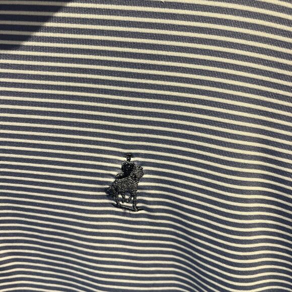 Straight Down Polo Shirt Mens Large Blue Striped Lightweight Stretch Golf Top - Picture 7 of 12